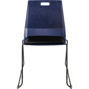 Chaise NPS® LuvraFlex, dossier poly/rembourré, cadre noir, assise bleue/noire