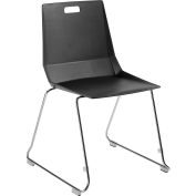 Chaise NPS® LuvraFlex, dossier en polyéthylène, cadre chromé, assise noire