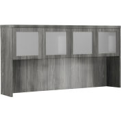 Safco® Aberdeen 72"W Hutch with Glass Doors 72"W x 15"D x 39-1/8"H Gray Steel