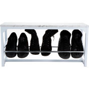 Mind Reader 2-Tier Shoe Bench and Organizer with Storage Shelf, White