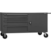 Banc de service mobile Durham Mfg., 1 tablettes, 8 tiroirs, 66-3/8 po L x 33-7/8 po P, gris