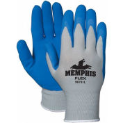 MCR Safety 96731L Memphis Flex Seamless 13 Gauge Nylon Knit Gloves, Large, Blue/Gray, 1 Pair