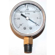 Mitco P126lm Pump Test Gauge, 0-30 Hg Vacuum, Liquid Filled, 2" Face