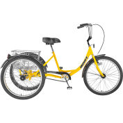 Husky Bicycles Industrial Tricycle, 3 Speed, 26'' Wheels, 600 Lb. Capacity, Includes Basket, Yellow