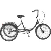 Husky Bicycles T-124 Industrial Tricycle, capacité de 500 Lb, roues de 24 po, comprend panier, noir