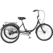 Husky Bicycles Industrial Tricycle, 26" Wheels, 600 Lb. Capacity,  Black w/ Basket, Solid Tires