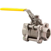 2 In. T316 Stainless Steel Full Port Ball Valve - 3 Piece - Sold Weld - 1000 PSI