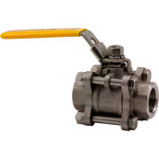 3/4 In. T316 Stainless Steel Full Port Ball Valve - 3 Piece - 1000 PSI - Pkg Qty 10