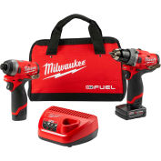 Milwaukee M12 FUEL™ Kit combo sans fil 2 outils: 1/2"Hammer Drill, 1/4"Hex Impact Driver,2598-22