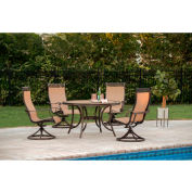 Hanover® Monaco 5 Piece Outdoor Dining Set w/ 4 Sling Swivel Rockers