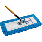 All-In-One Dust Mop Combo w/ Frame & Handle - 5" x 24" Static-H Tie-On - Blue