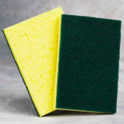 Éponge en cellulose avec abrasif - 4 "x 6" x 7/8"- jaune/vert, qté par paquet : 10