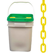 Mr. Chain Heavy Duty Plastic Chain Barrier In A Pail, 2"x120'L, Yellow