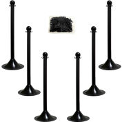 Mr. Chain 71003-6 Plastic Stanchion Kit, Black, 6pk 50' of 2" Chain, 2" Pole, 14" Base, 41"H