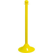 Mr. Chain 91502 Plastic Stanchion - 2" - Yellow W/ C-Hooks Incl. - 2" Pole, 14" Base, 41"H