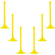 Mr. Chain 2" Light Duty Stanchion, 41" H, Yellow, Pack of 6