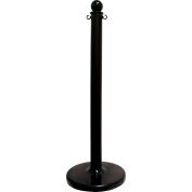 Mr. Chain 96403 Plastic Stanchion - 2.5" - Black W/ C-Hooks Incl. - 2.5" Pole, 14" Base, 40"H - Pkg Qty 6