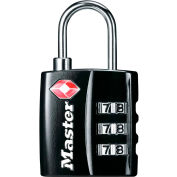 Master Lock® No. 4680DBLK TSA-Accept Combination Zinc Padlock - 1-3/16"W - Black - Pkg Qty 4