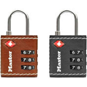 Master Lock® 4692D TSA-Accepted Combination Lock - 1-1/4"W Leatherette Cover - Assorted Colors - Pkg Qty 4