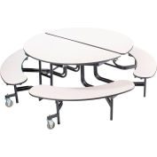 NPS® table de cafétéria pliable ronde de 60 » avec bancs, cadre gris haut/noir