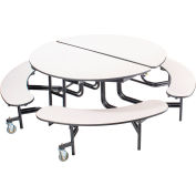 NPS® table de cafétéria pliable ronde de 60 » avec bancs, cadre gris haut/noir