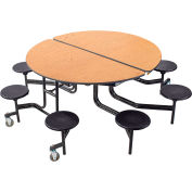 NPS® table ronde de cafétéria mobile de 60 » avec tabourets, tabourets en chêne/tabourets noirs