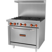 Sierra Range SR-6-36 - Restaurant Range, 6 Burners, Natural Gas, Oven, S/S, Cast Iron Burners