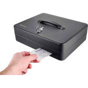 Barska CB13052 Standard Fold Out Cash Box w/ Key Lock 11-3/4"W x 9-1/4"D x 3-1/2"H, Noir, Aluminium