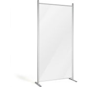 Clear Wall Separator 37"W  x 74-1/2"H,  Silver Frame
