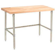 Global Industrial 60 x 30 Maple Butcher Block Square Edge Workbench with SS Legs