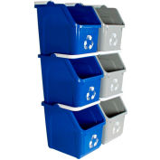 Busch Systems Stack Recycling Bins, 6 Gallon, Gris/Bleu