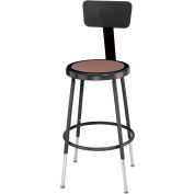 Interion® Steel Shop Stool w/Backrest and Hardboard Seat - Hauteur ajustable 19"-27" - Noir - 2PK