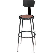 Interion® Steel Shop Stool w/Backrest & Hardboard Seat - Adjustable Height 25"-33" -Black - 2PK
