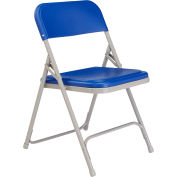 National Public Seating Plastic Folding Chair - Blue Seat/Gray Frame - Pkg Qty 4