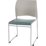 Stacking Chair - Vinyl - Gray Seat with Silver Frame - 8700 Series - Pkg Qty 4
