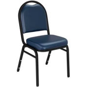 NPS Banquet chaise empilable - 2" Vinyl - dôme arrière - bleu siège avec cadre noir, qté par paquet : 4