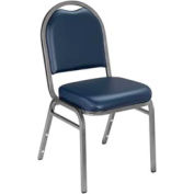 NPS Banquet Stacking Chair - 2" Vinyl Seat - Dome Back - Blue Seat with Silver Frame - Pkg Qty 4