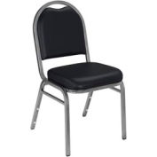 NPS Banquet Stacking Chair - 2" Vinyl Seat - Dome Back - Black Seat with Silver Frame