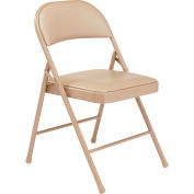 Interion® Folding Chair, Vinyl, Beige - Pkg Qty 4