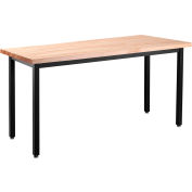 Table robuste NPS®, hauteur standard, dessus en bloc de boucher, 72 po L x 30 po l x 30 po H, cadre érable/noir