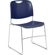 Interion® Stacking Chair With Mid Back, Plastic, Navy - Pkg Qty 4