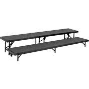 Estrade à 2 marches avec tapis – 96 po long. x 18 po larg. – 8 po haut. et 16 po haut. – Noir