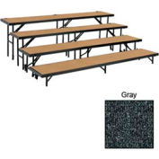 4 Level Tapered Riser with Carpet - 60"L x 18"W - 8"H, 16"H, 24"H & 32"H - Grey