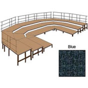 36"W Carpet Stage Configuration w/9 Stage Units, 12 Pie Units & Guard Rails-Blue