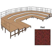 36" W tapis de scène w/9 Configuration stade unités, 12 unités de Pie & Guard Rails-rouge