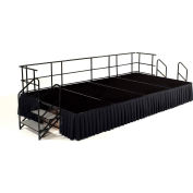NPS® 8' x 12' Stage Package, 24" Height, Black Carpet, Box Pleat Black Skirting
