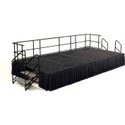 NPS® 8' x 16' Stage Package, 24" Height, Gray Carpet, Box Pleat Black Skirting