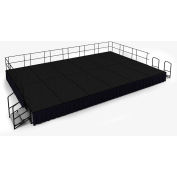 NPS® 16'x24' Stage Package, 24" Height, Black Carpet, Black Shirred Pleat Skirting