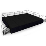 NPS® 16' x20' Stage Package, 32" Height, Black Carpet, Black Shirred Pleat Skirting