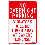 Global Industrial™ No Overnight Parking Violators Will Be Rewed, 18x12, 0,063 Aluminium
